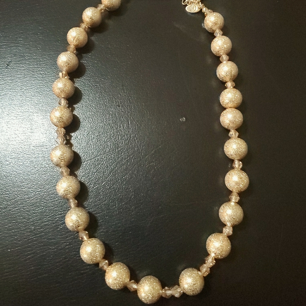Gold Plated bead Necklace And Earrings